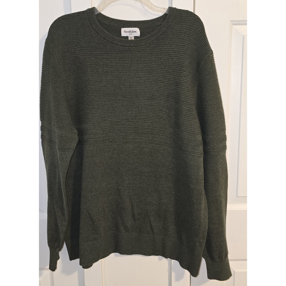 Olive Green Heather Pullover Sweater, XL, Cotton Blend, New